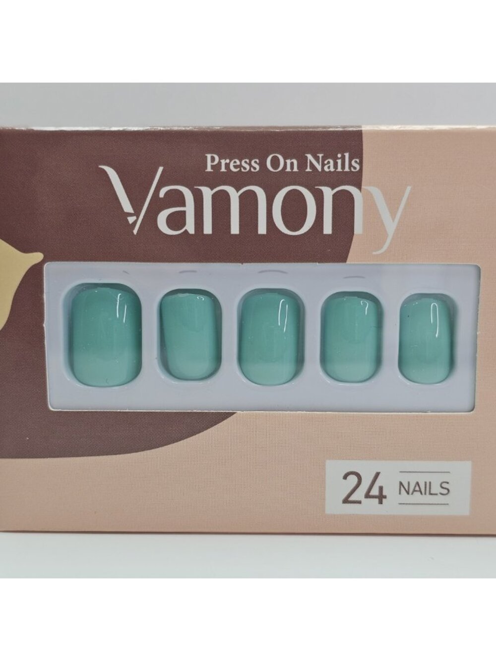 Vamony Press On Nails Teal Blue 24 Count Medium Square Tips Glue Not Included
